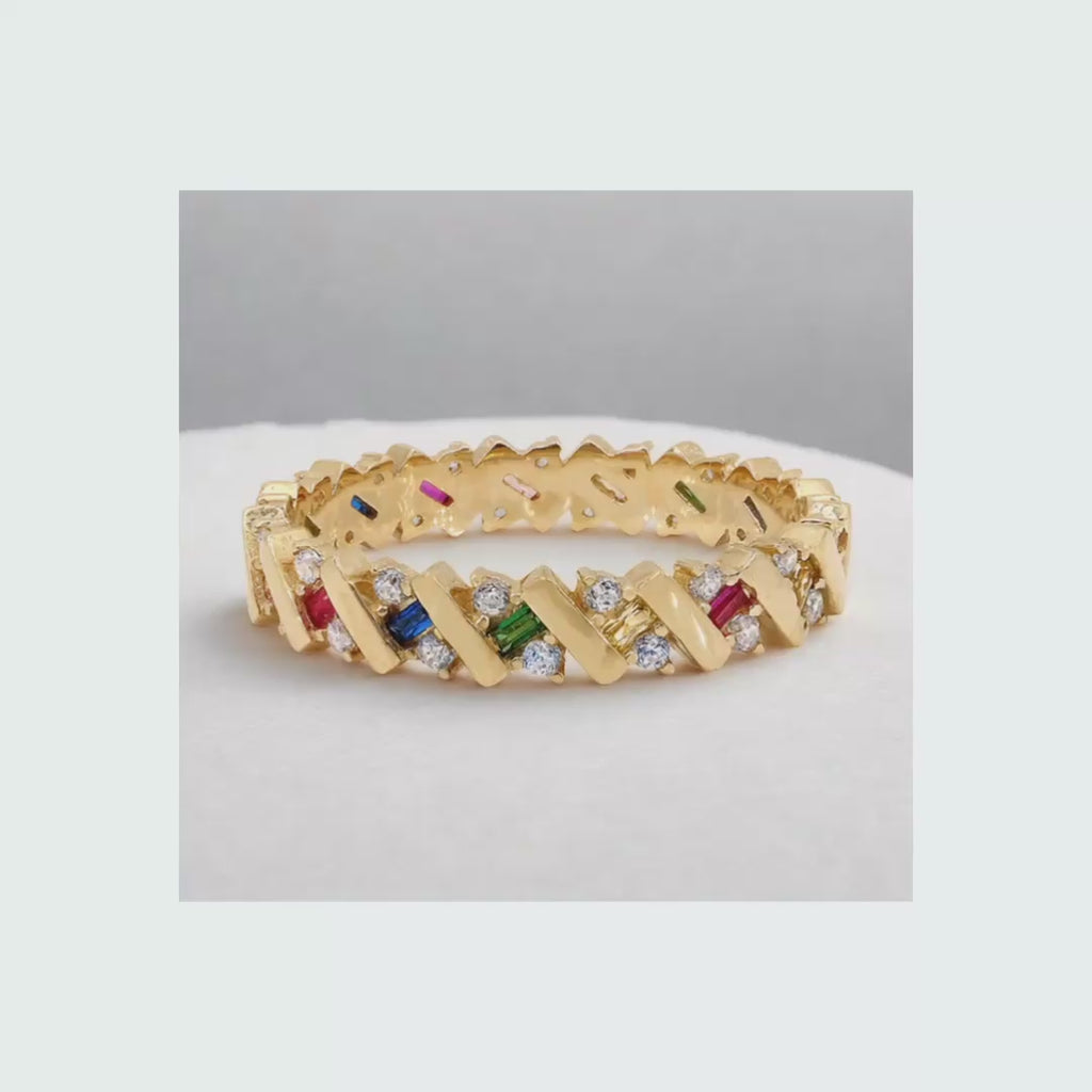 Carnivale 10KT Gold Multi Cubic Zirconia Eternity Ring