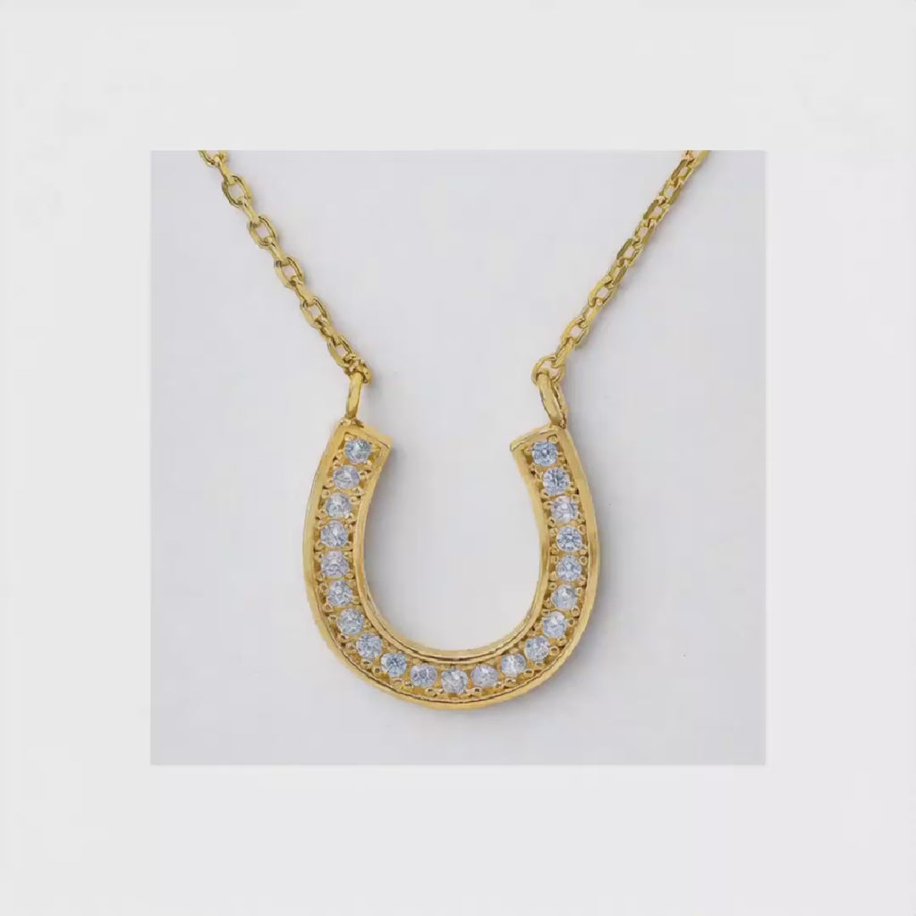 Sparkle 10KT Gold Horseshoe Necklace with CZ
