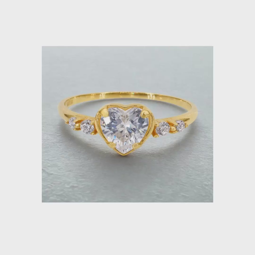 10KT Gold Heart & Sparkle Ring
