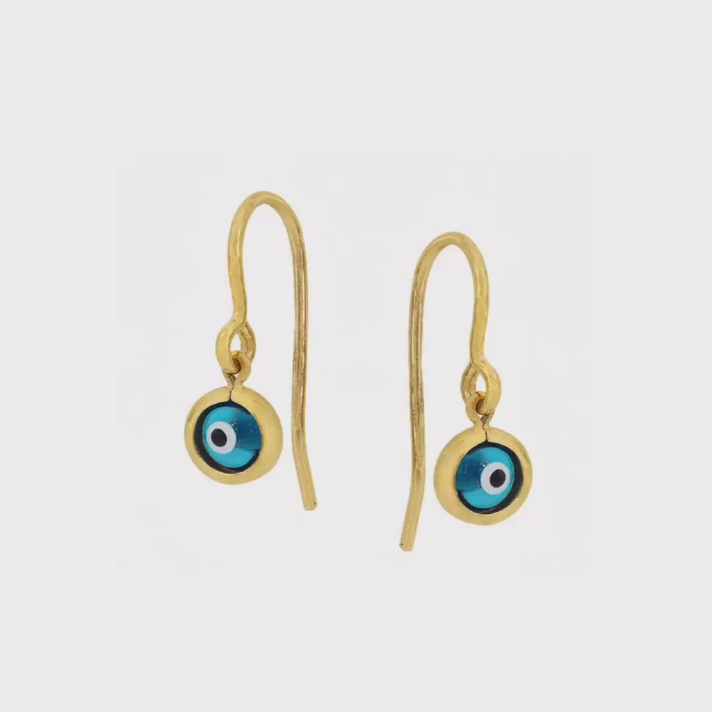 10KT Gold Petite Evil Eye Hook Earrings